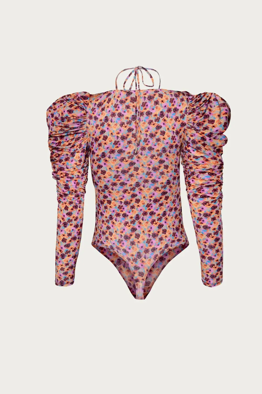 Coppelia Cutout Slinky Knit Bodysuit In Fall Meadow Ditsy