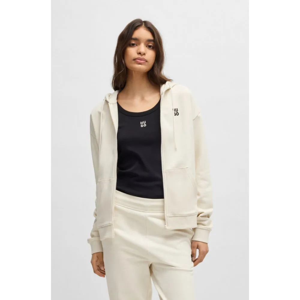 Cotton-terry zip-up hoodie with stacked logo