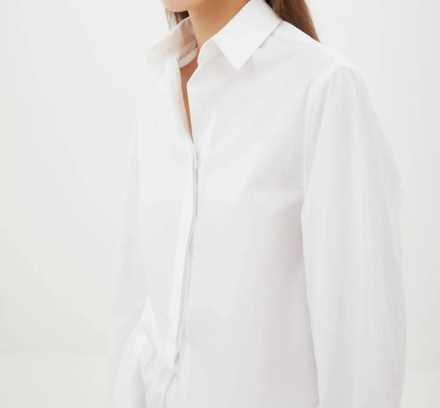 Cotton Wide Sleeve Shirt In White