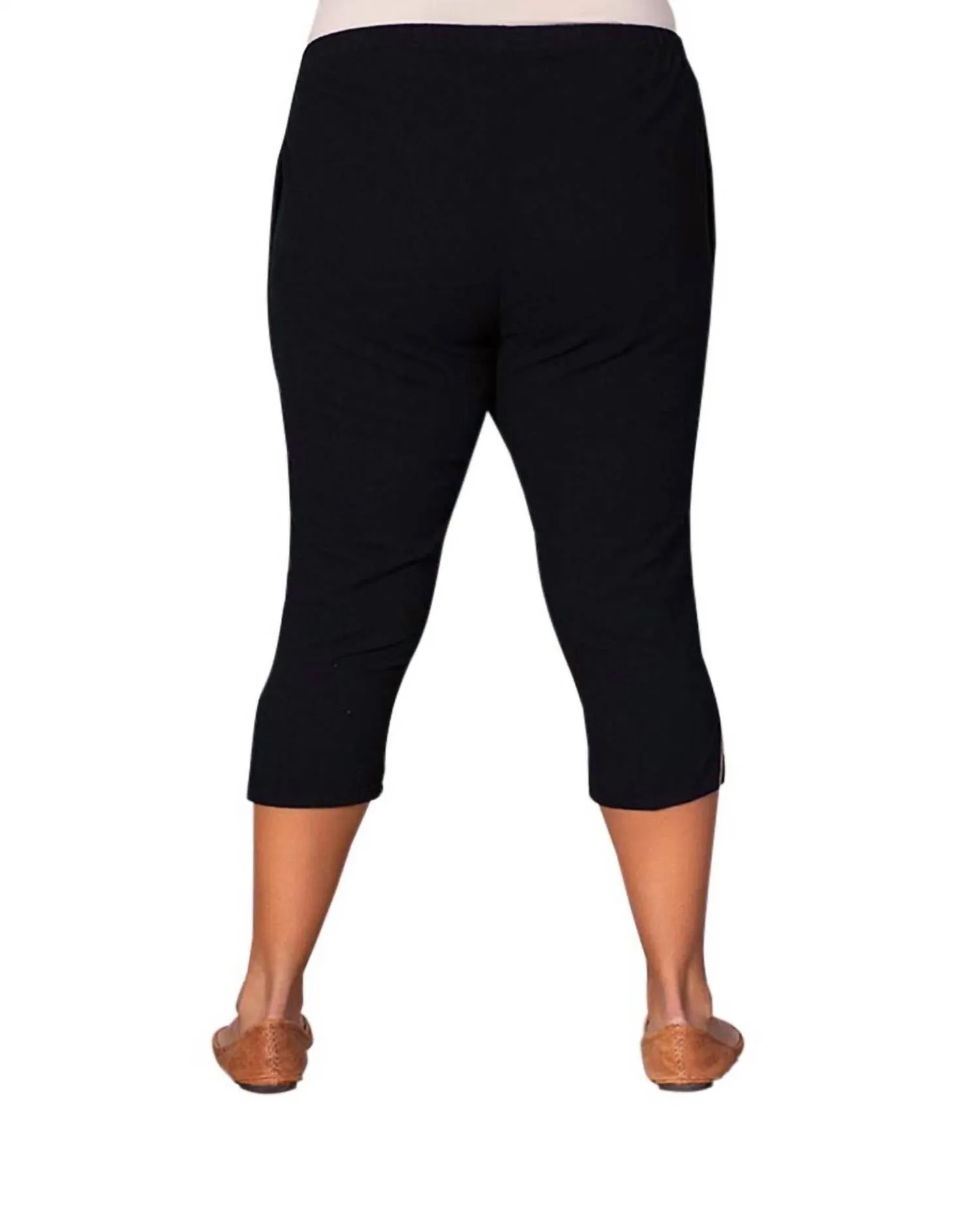 Crinkle Cotton Crop Pants - Plus In Black