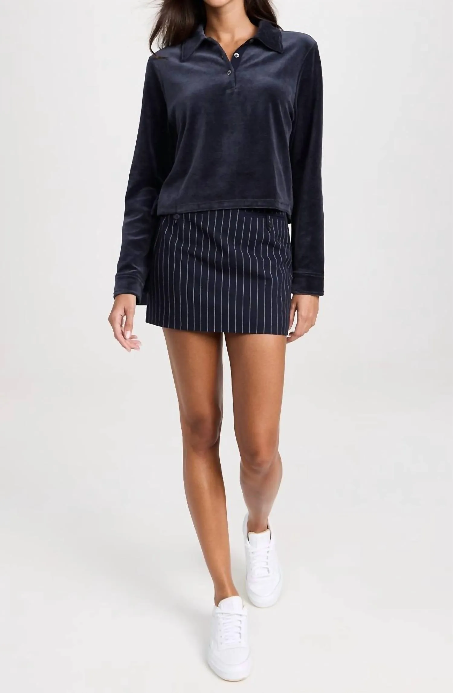 Cropped Polo Shirt In Navy