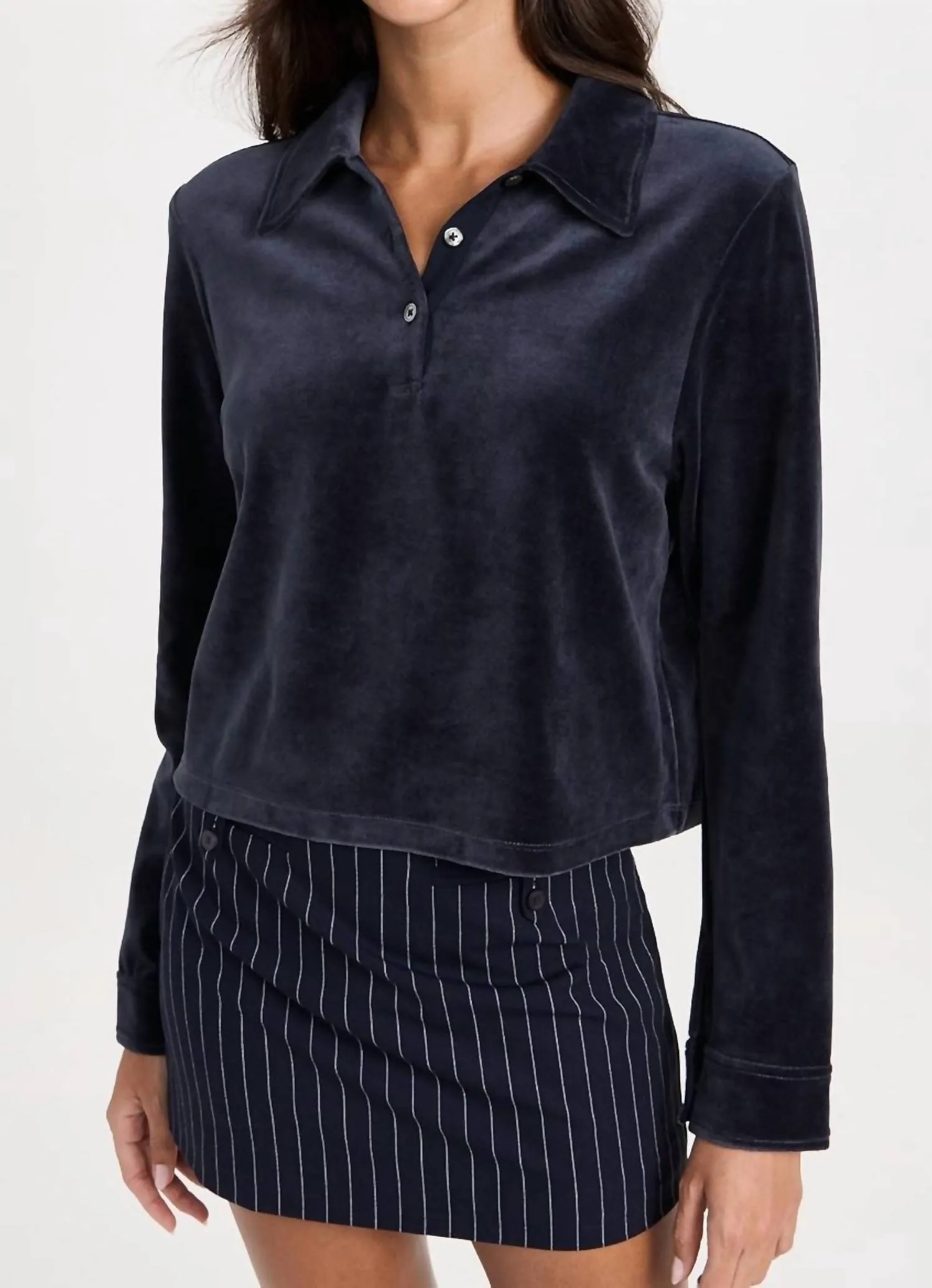 Cropped Polo Shirt In Navy