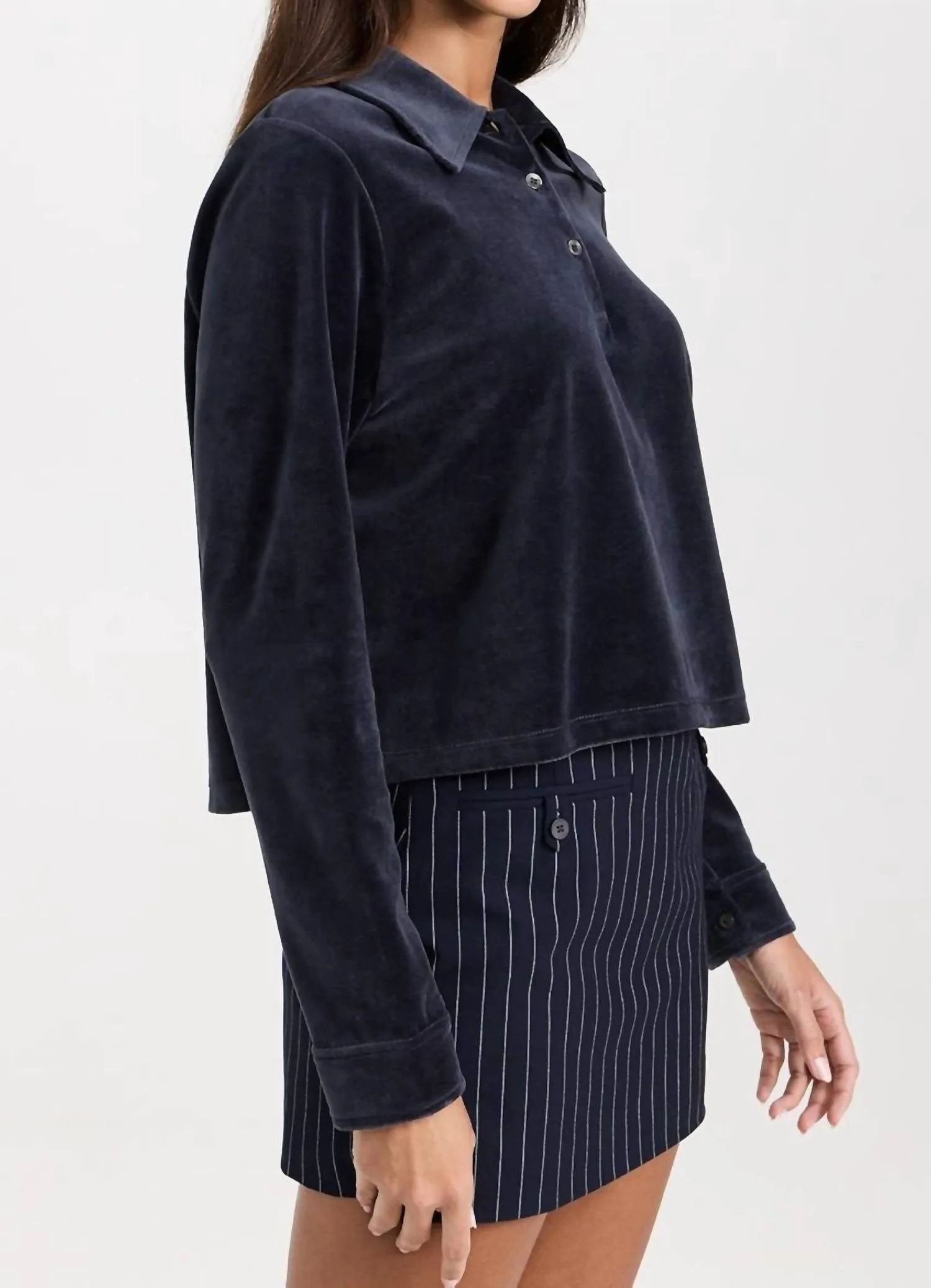 Cropped Polo Shirt In Navy