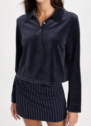 Cropped Polo Shirt In Navy
