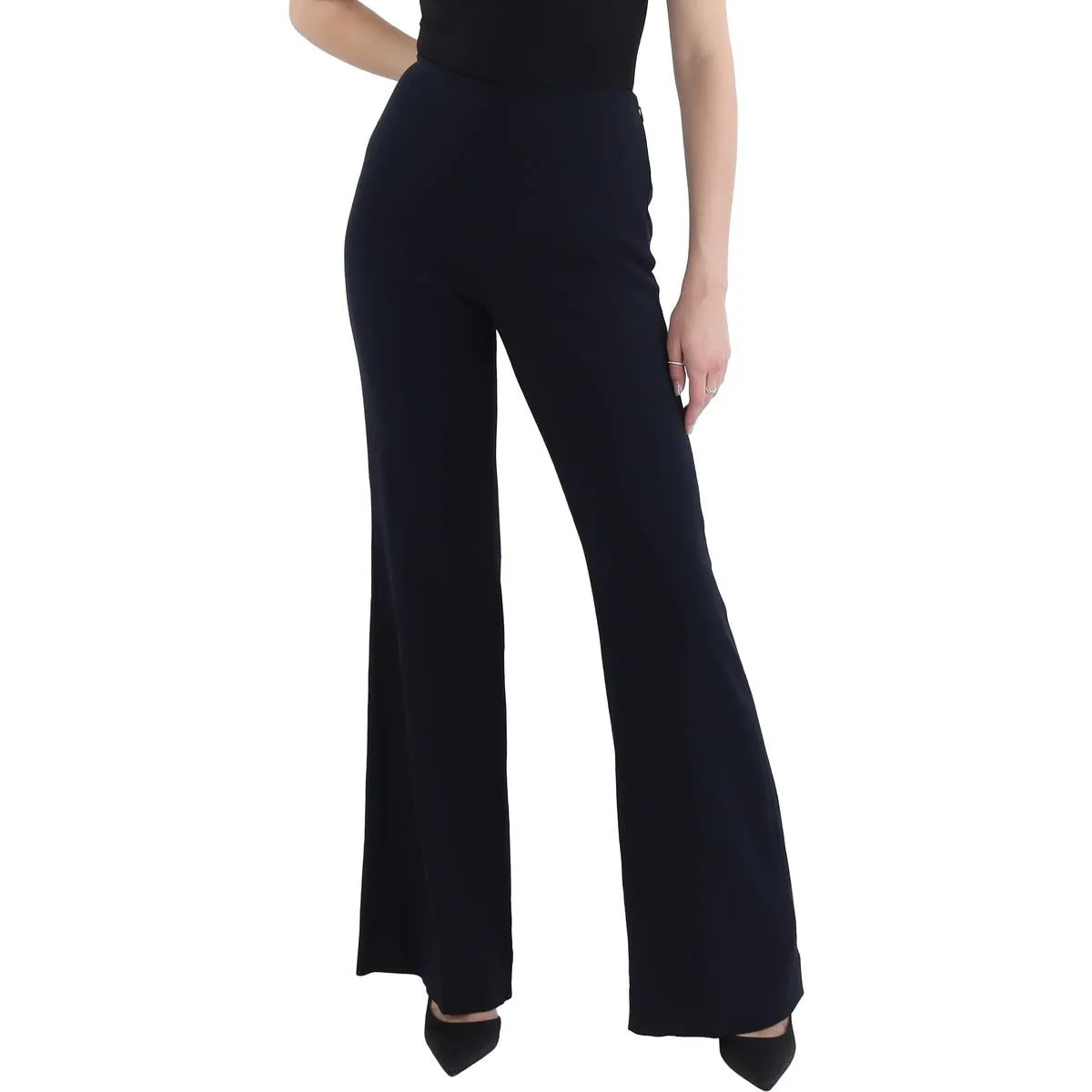 Demitria Womens Admiral Crepe Flare Dress Pants