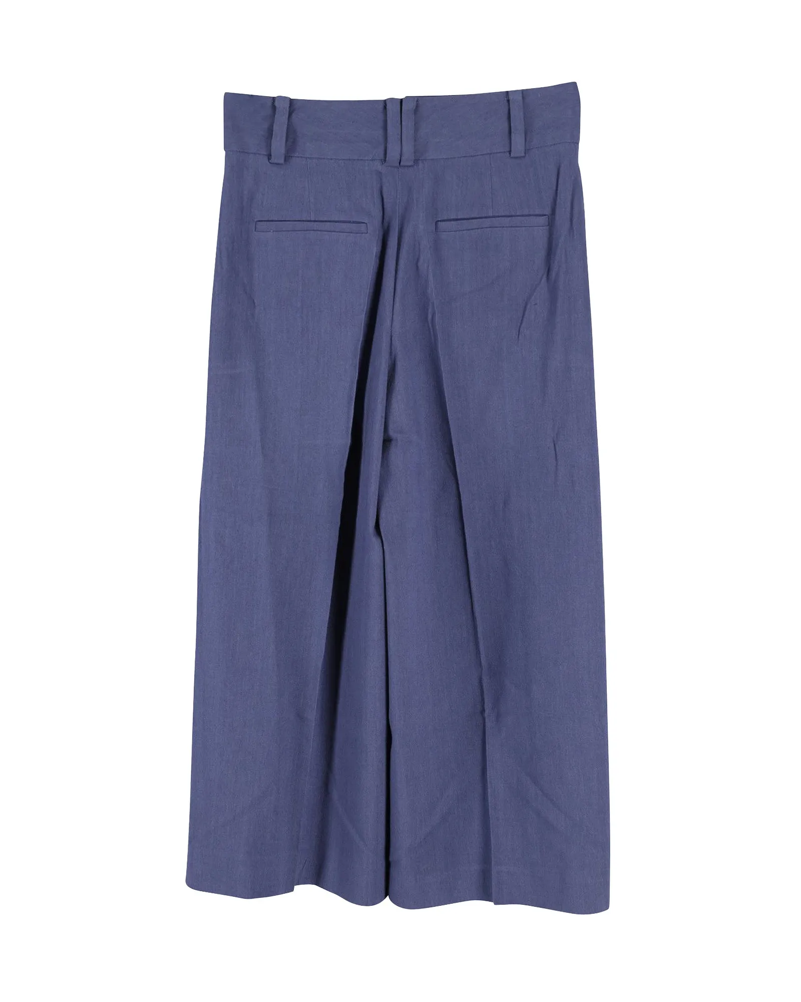 Diane Von Furstenberg Flared Cropped Trousers in Blue Linen