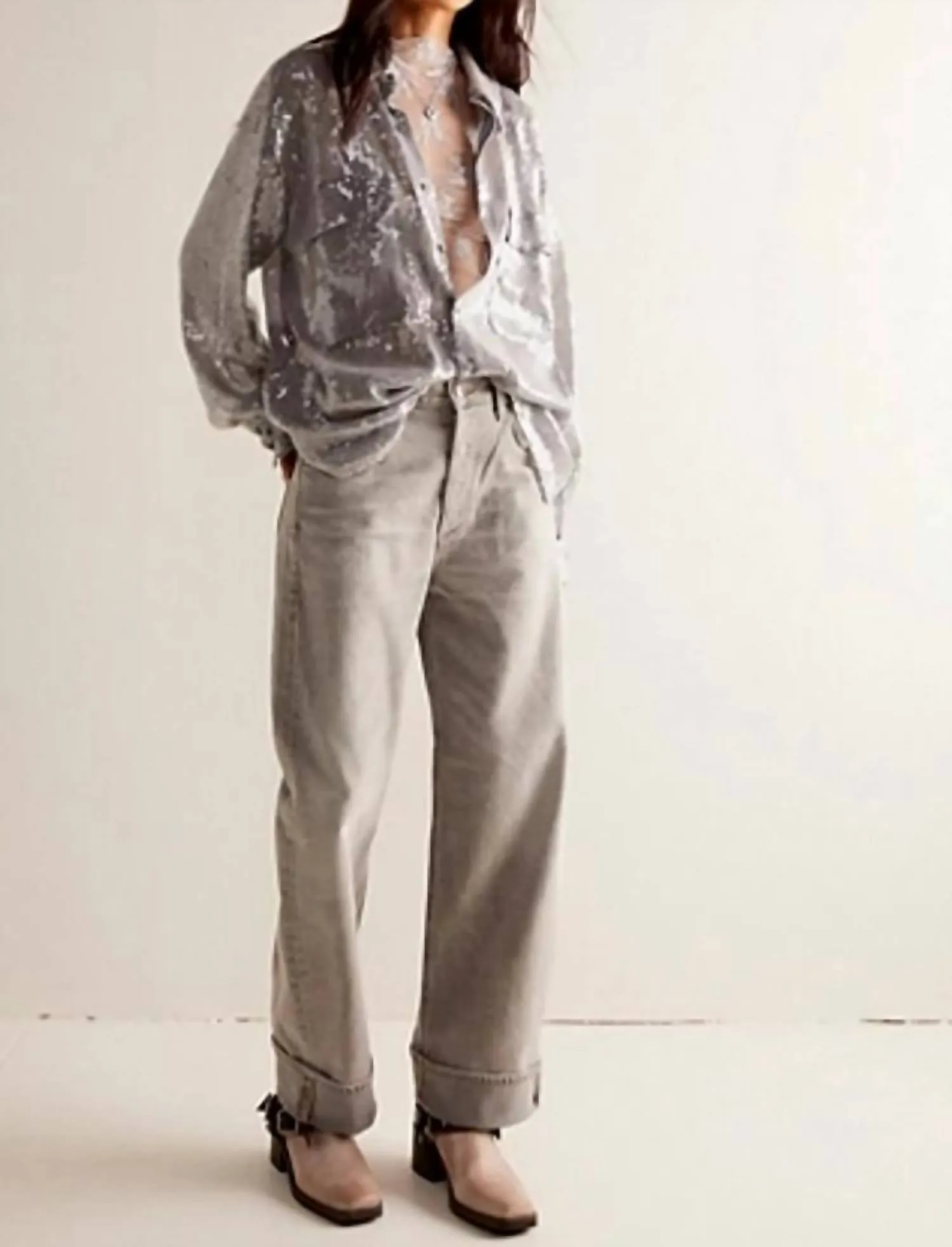 Disco Margartia Button Down Blouse In Rocket