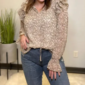 Ditsy Floral Blouse In Beige