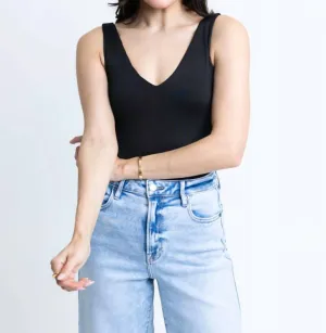 Double V Bodysuit In Black