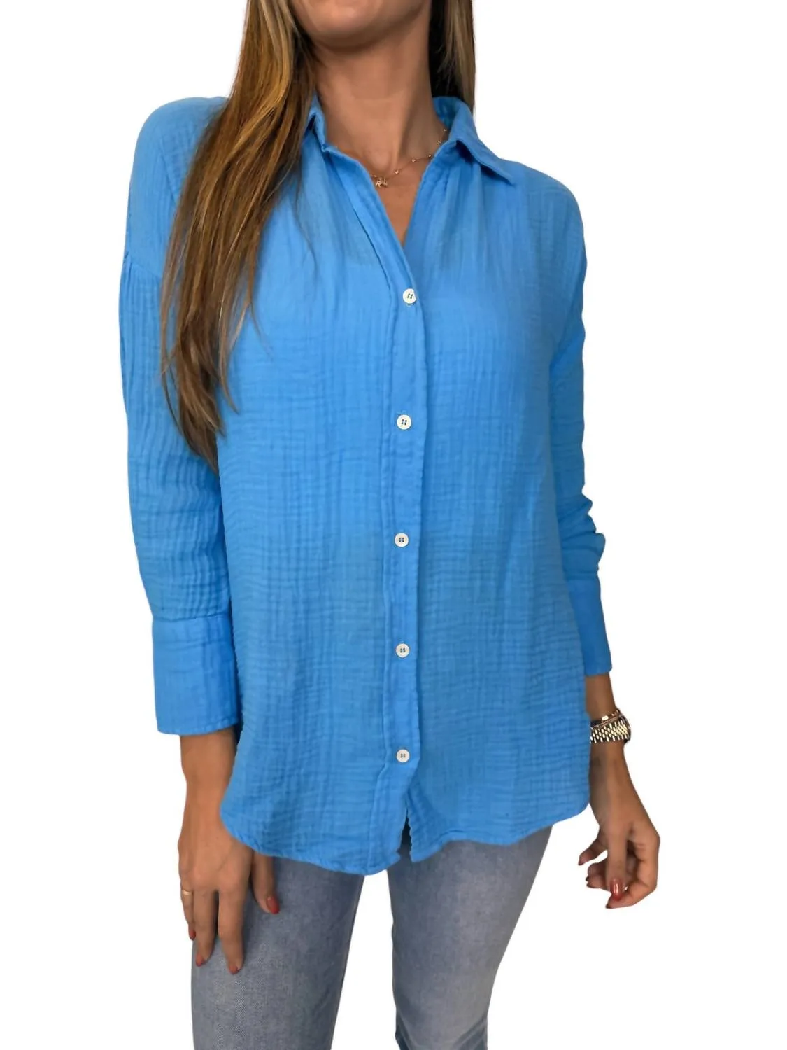 Drop Shoulder Shirt In Blue