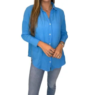 Drop Shoulder Shirt In Blue