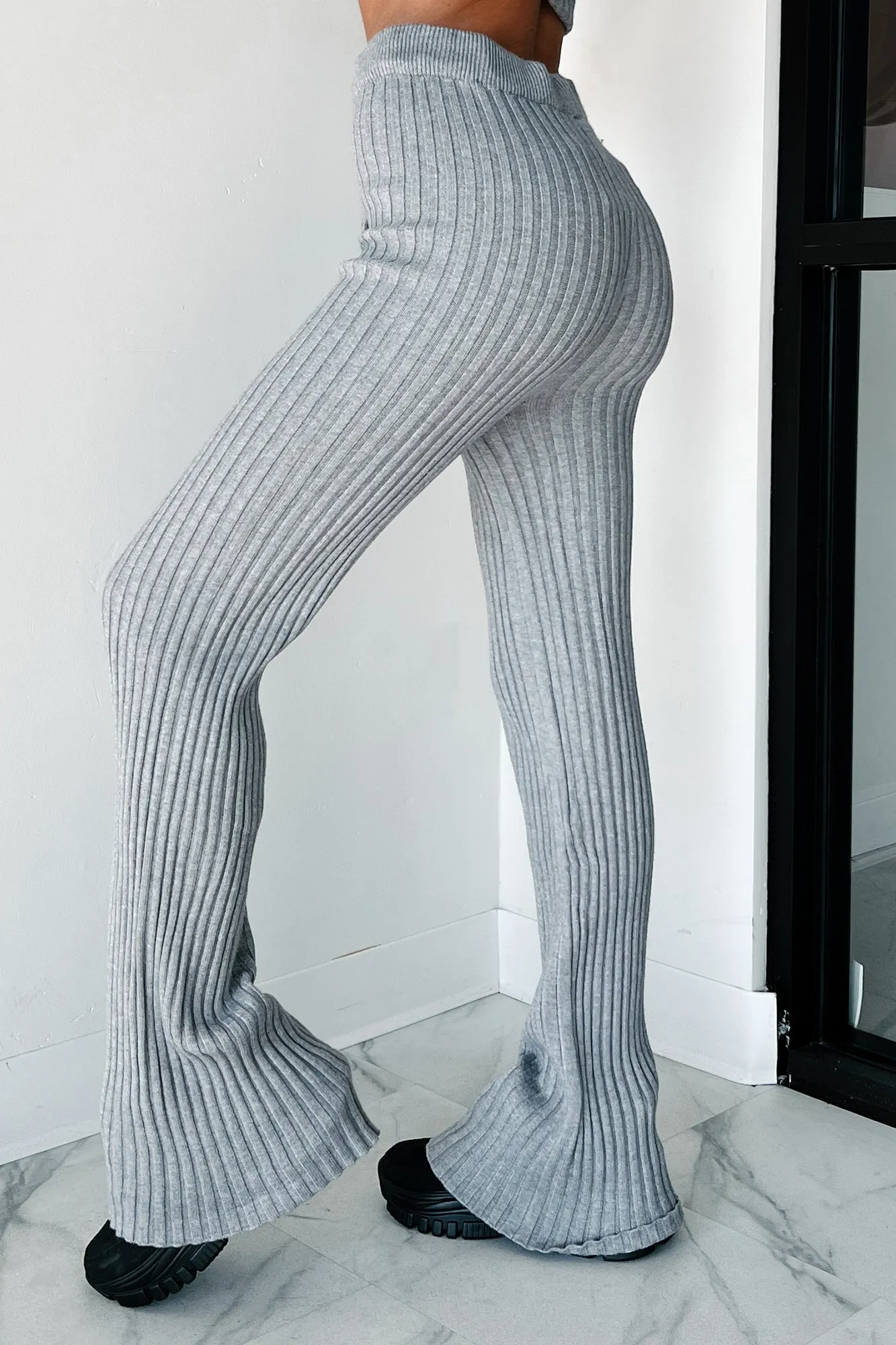 Drowsy Darling Sweater Knit Two-Piece Set (Heather Grey)