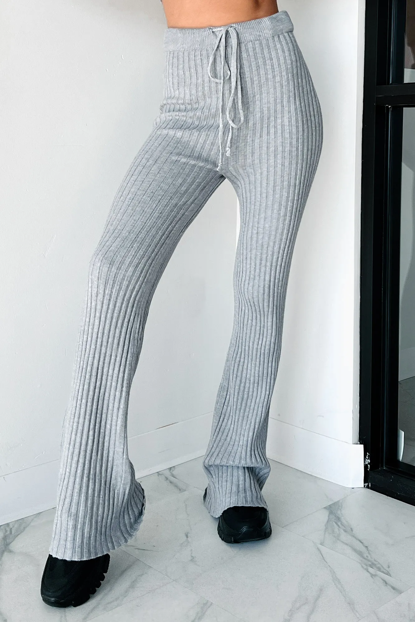 Drowsy Darling Sweater Knit Two-Piece Set (Heather Grey)