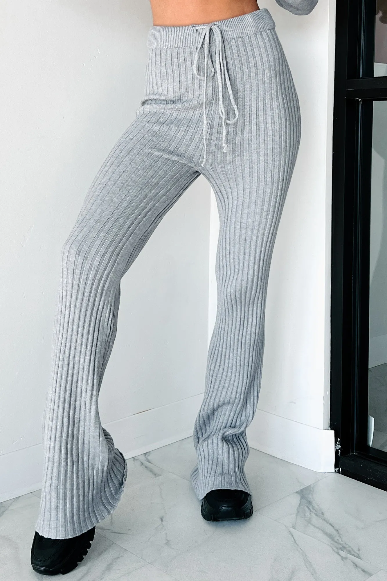 Drowsy Darling Sweater Knit Two-Piece Set (Heather Grey)