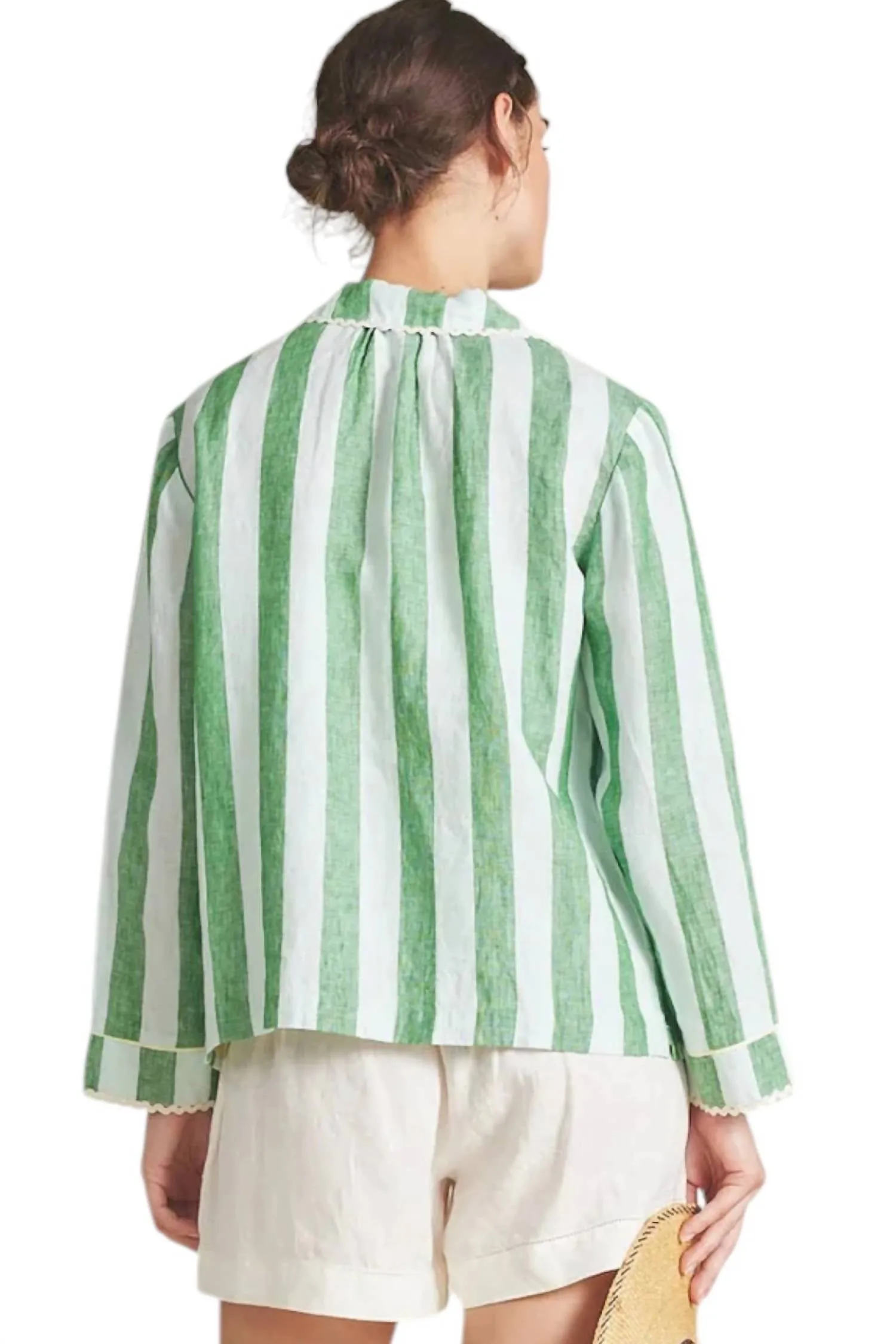 Dylan Shirt Jacket In Aloe Stripe