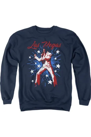 Elvis Presley Vegashort Sleeveuperstar Adult Crewneck Sweatshirt