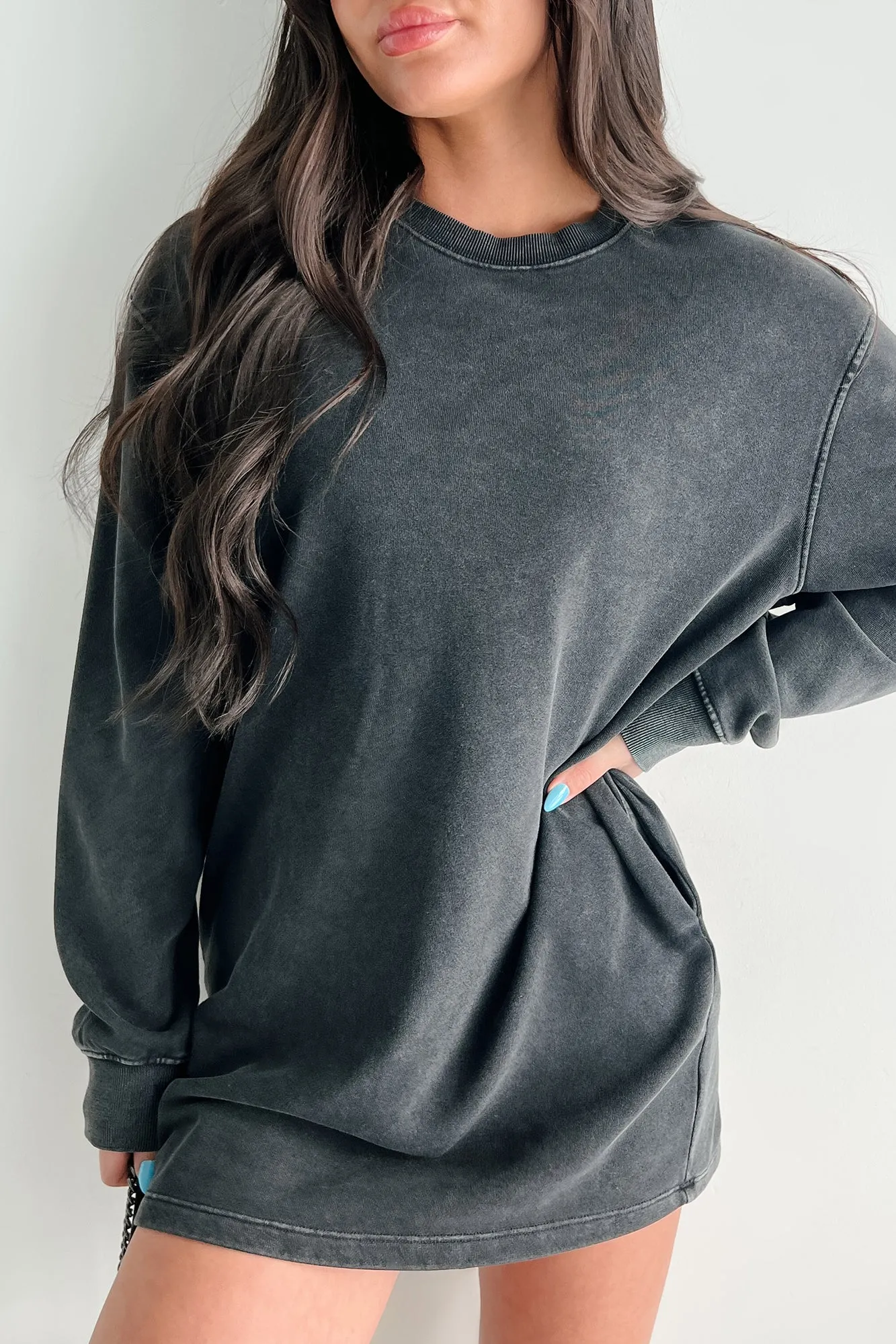 Essentially Comfortable Oversized Sweatshirt Dress (Black)
