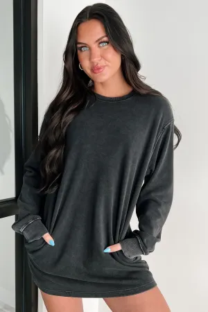 Essentially Comfortable Oversized Sweatshirt Dress (Black)