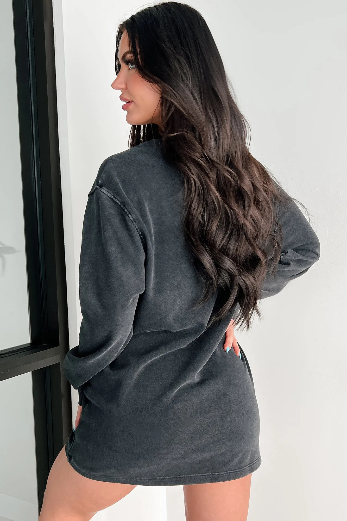 Essentially Comfortable Oversized Sweatshirt Dress (Black)