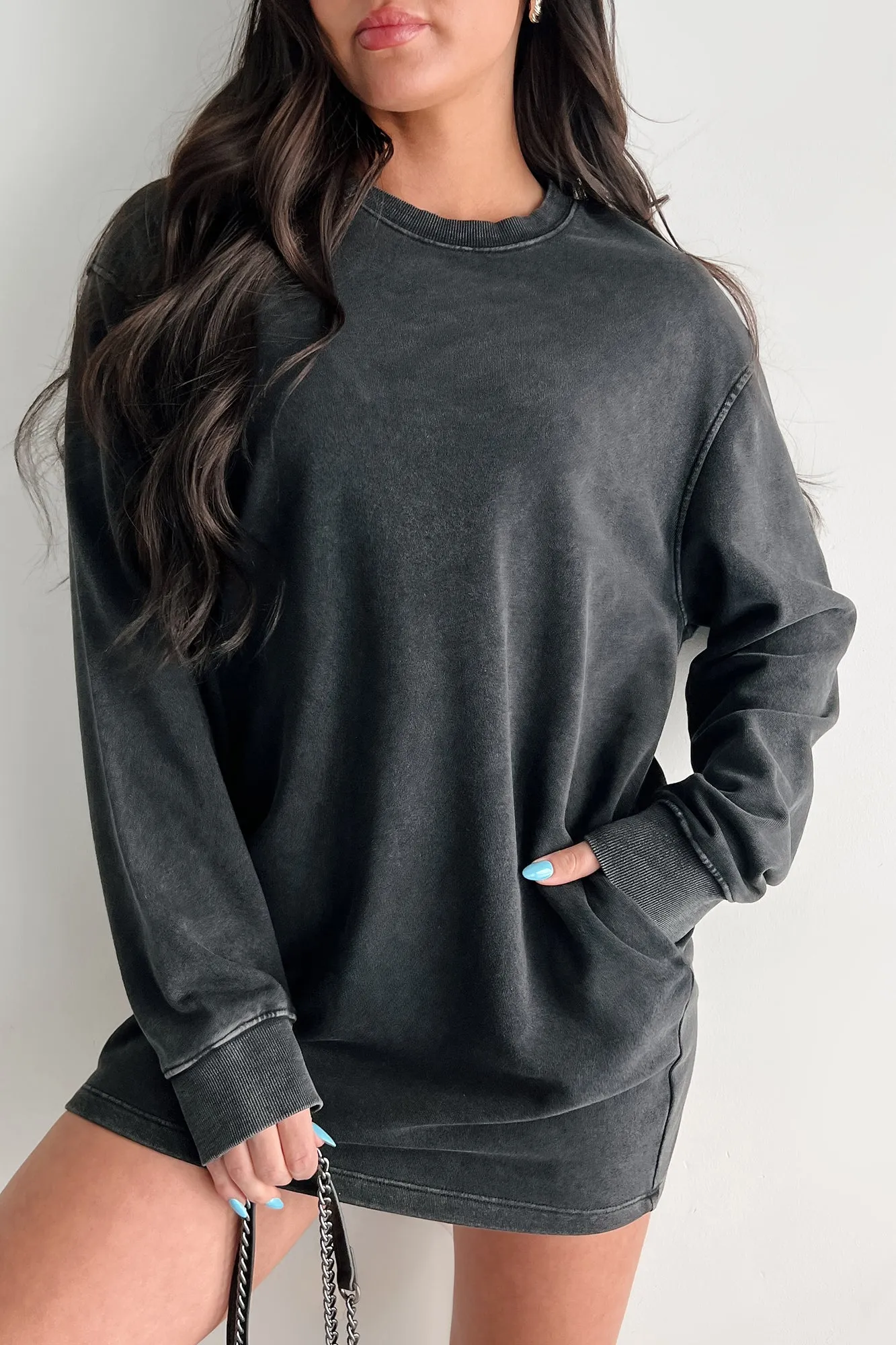 Essentially Comfortable Oversized Sweatshirt Dress (Black)