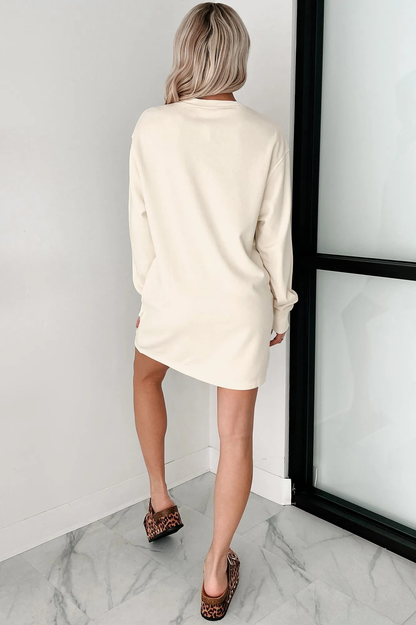 Essentially Comfortable Oversized Sweatshirt Dress (Cream)