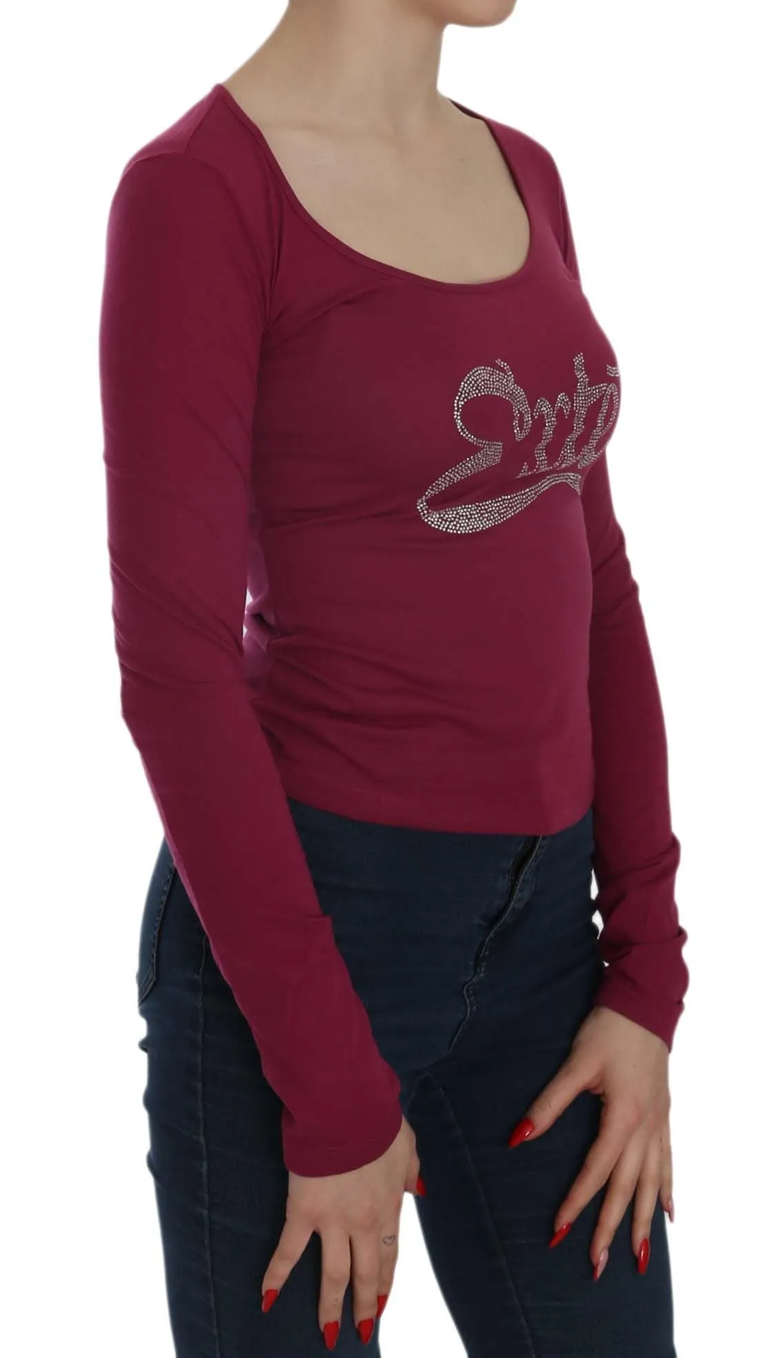 Exte Crystal Embellished Long Sleeve Casual Women's Top
