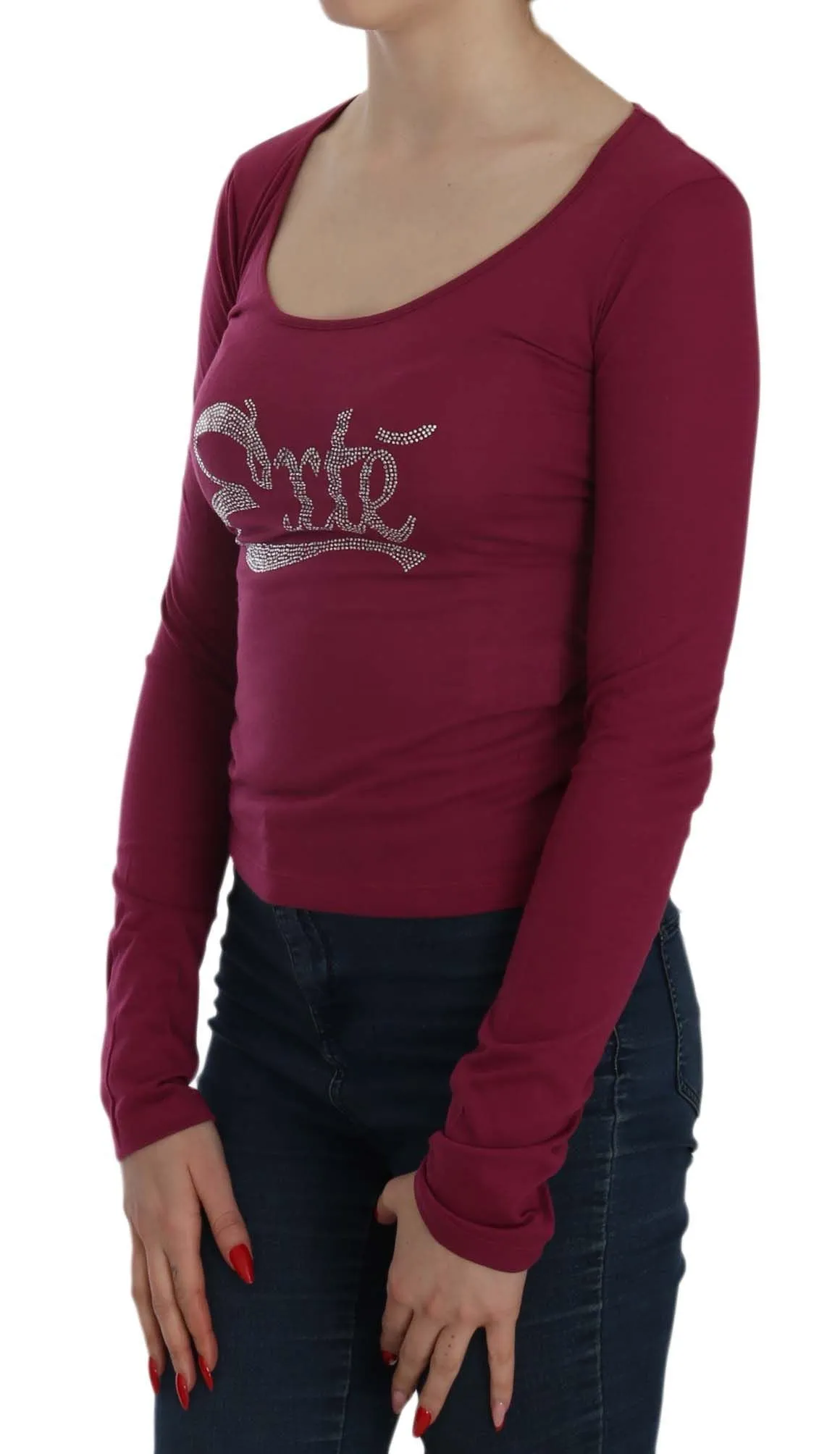 Exte Crystal Embellished Long Sleeve Casual Women's Top