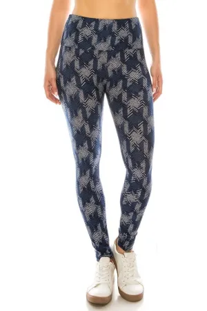 FASHNZFAB Long Yoga Style Banded Lined Multi Printed Knit Legging With High Waist