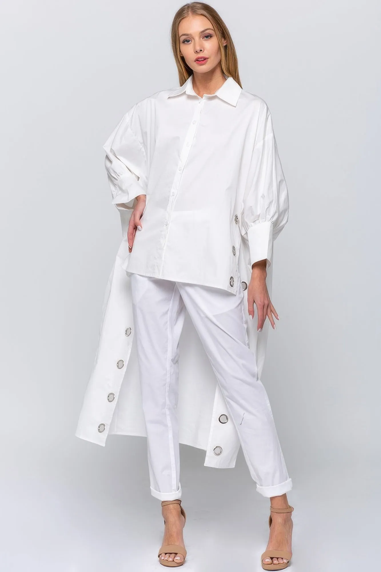 FASHNZFAB Women's Oversized Shirt With Long Back