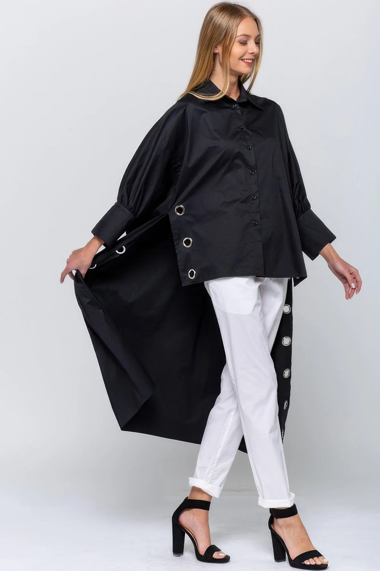 FASHNZFAB Women's Oversized Shirt With Long Back