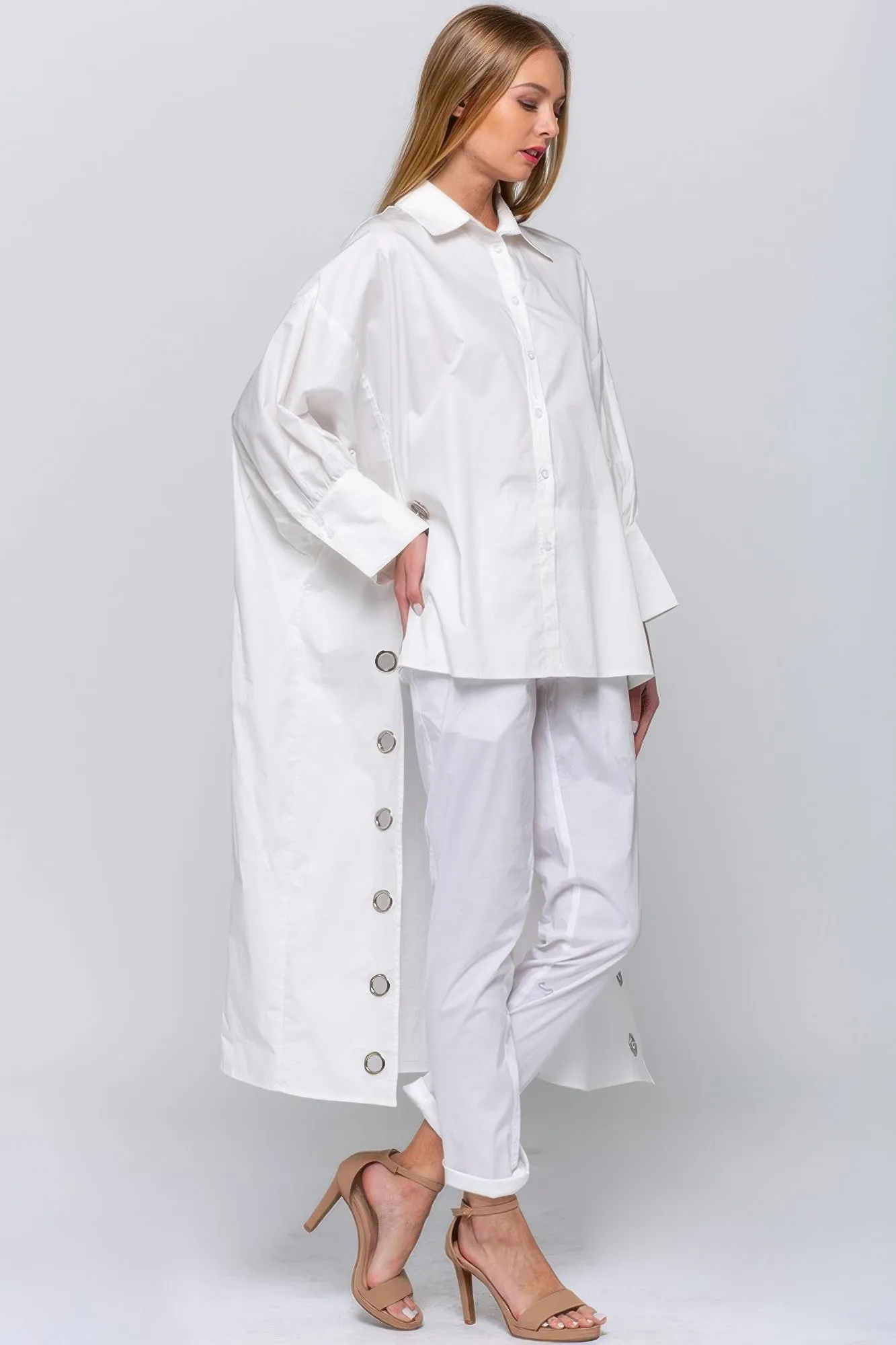 FASHNZFAB Women's Oversized Shirt With Long Back