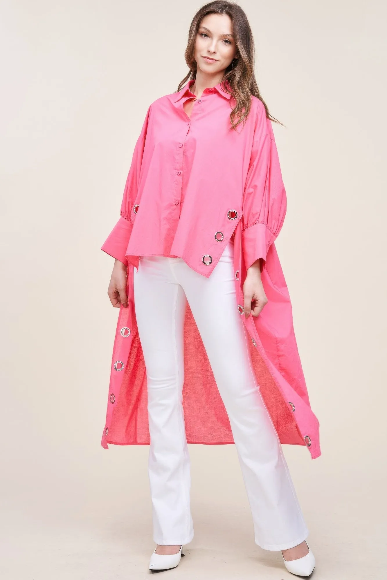 FASHNZFAB Women's Oversized Shirt With Long Back