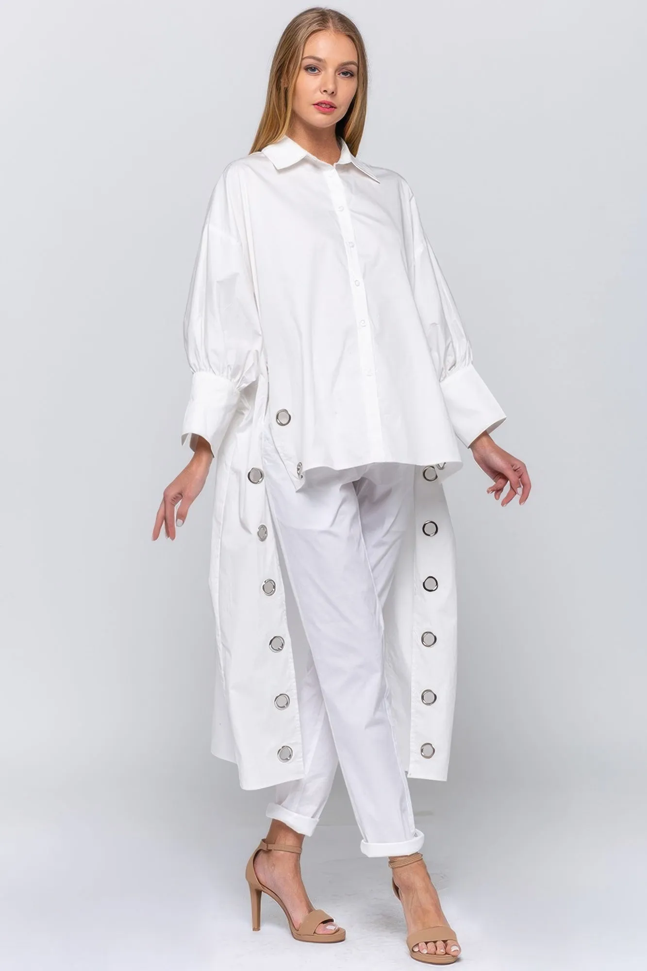 FASHNZFAB Women's Oversized Shirt With Long Back