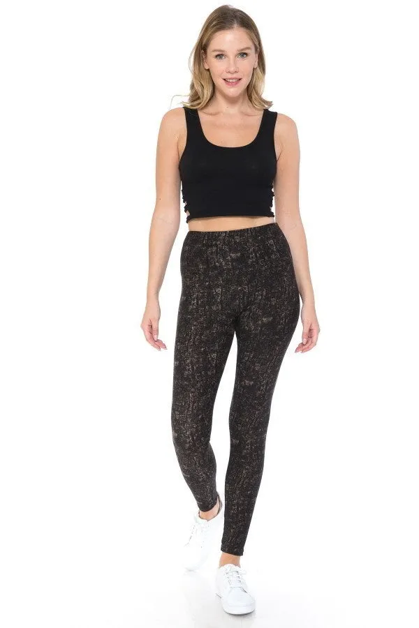 FASHNZFAB Yoga Style Banded Lined Multi Printed Knit Legging With High Waist