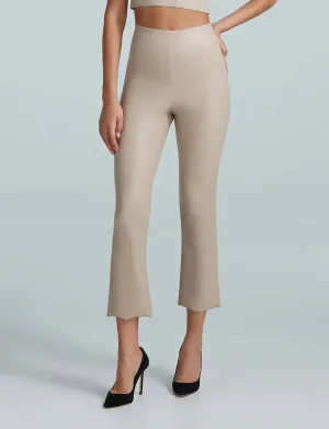 Faux Leather Cropped Flare Leggings In Porcelain