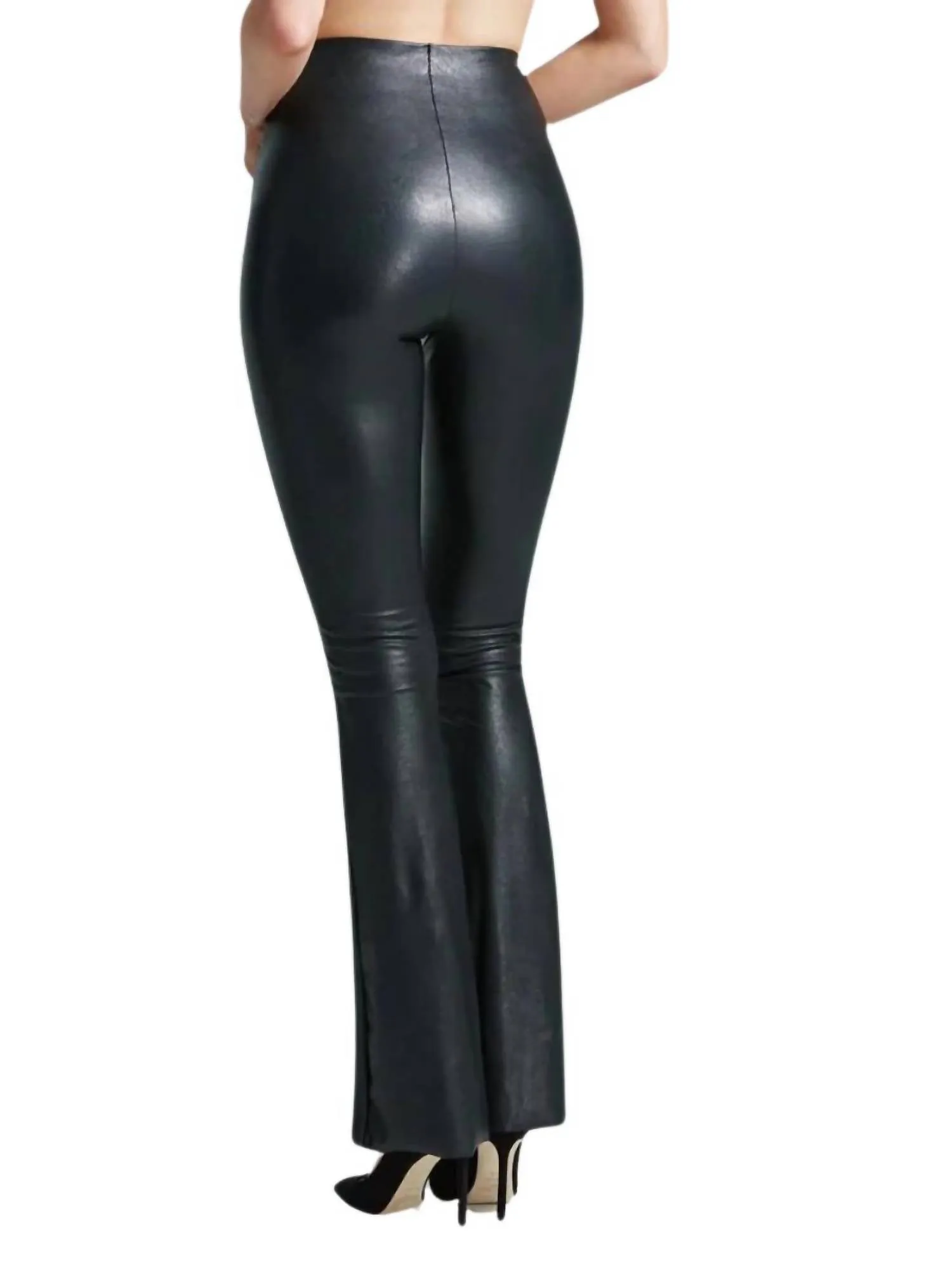 Faux Leather Flared Legging In Black