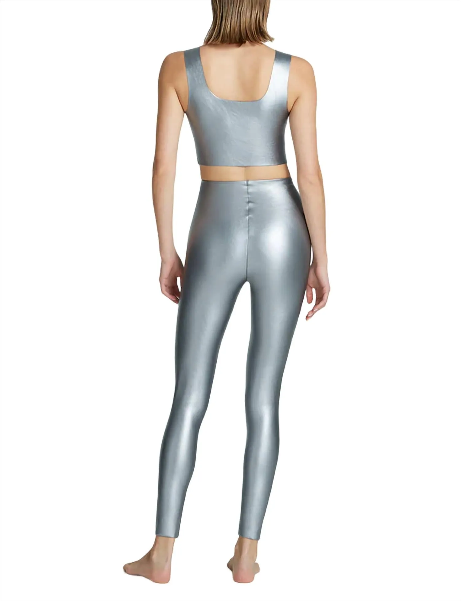 Faux Leather Legging In Platinum