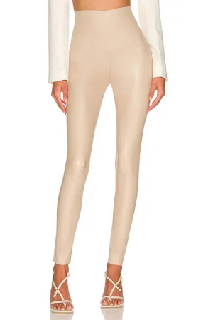 Faux Leather Leggings In Sand