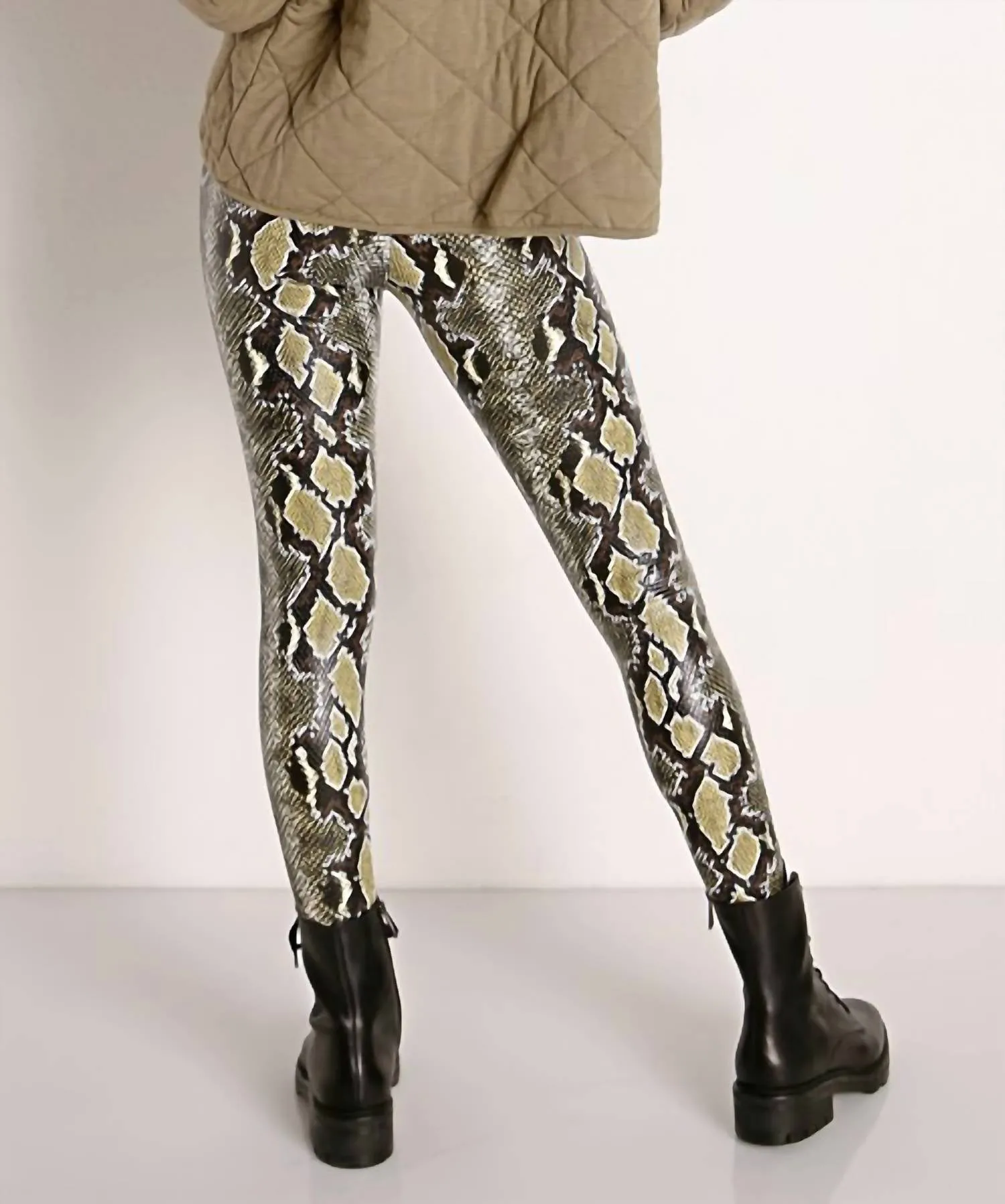 Faux Leather Perfect Control Leggings In Snakeskin