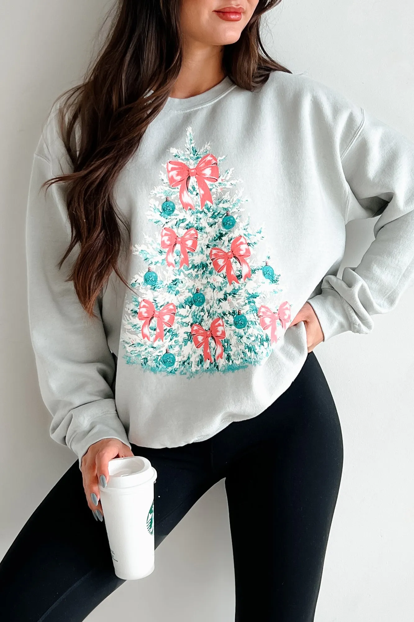 Feeling Pine Oversized Graphic Sweatshirt (Iceberg Green)