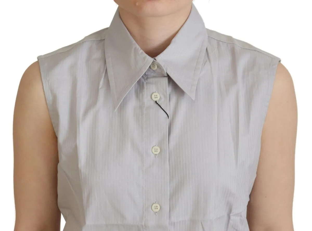 Ferre   Stripes Cotton Sleeveless Colla Women's Top