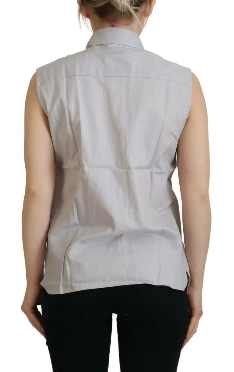 Ferre   Stripes Cotton Sleeveless Colla Women's Top