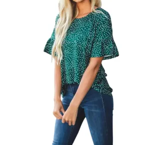 Flare Sleeve Top In Green