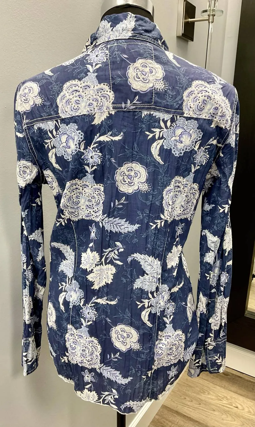 Floral Cotton Shirt In Blue/white