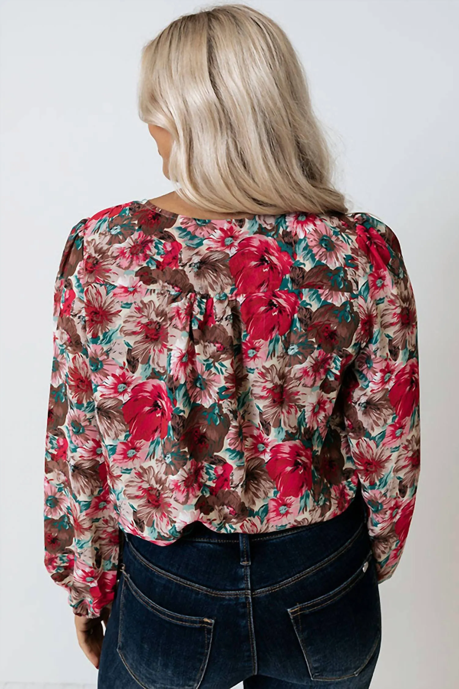 Floral Cross Over Bodysuit In Rose