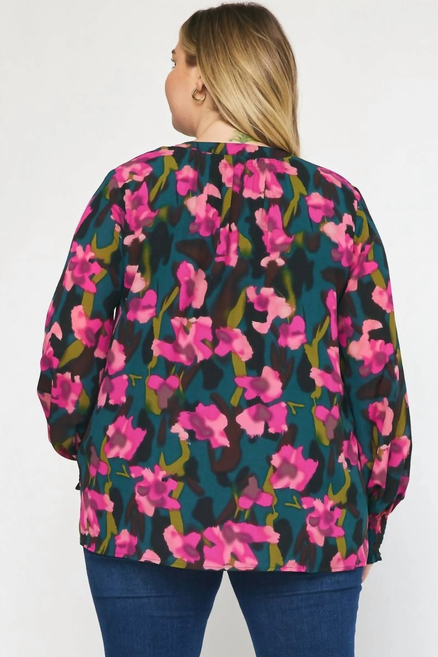 Floral Print Top - Plus In Multi Color