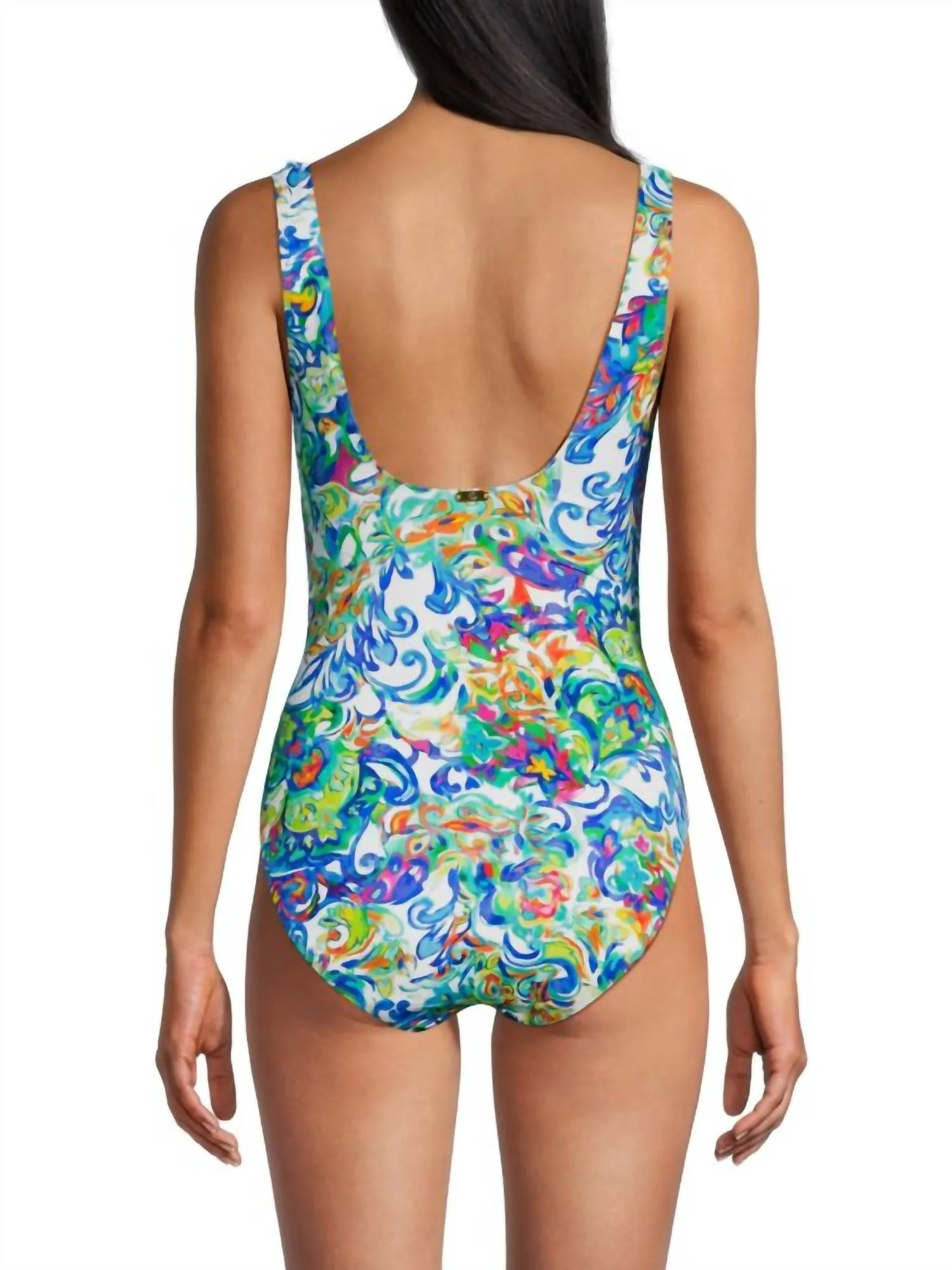 Floral Ruffle One Piece Swimsuit In Blue Floral