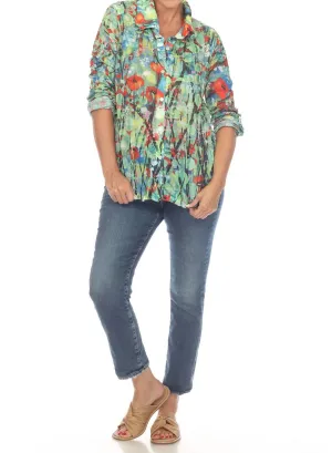 Flower Patch Crinkle" Shirt In Multi