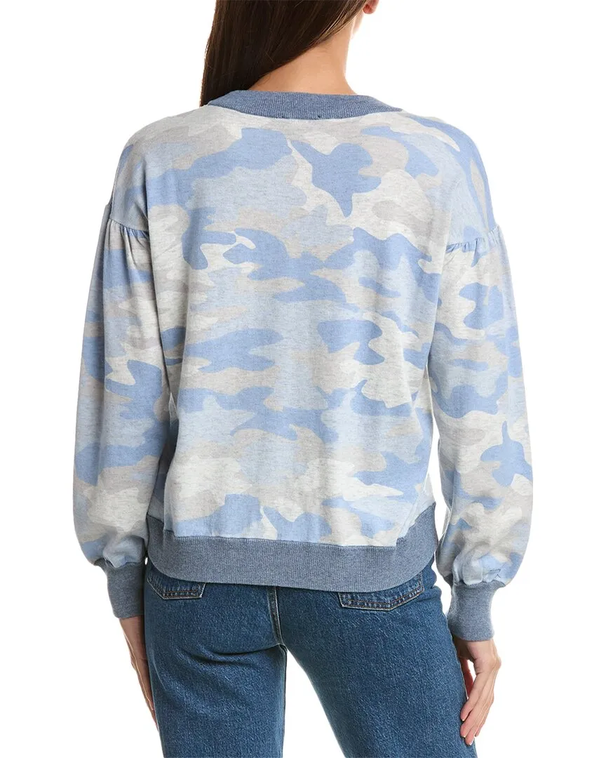 Forte Cashmere Gathered Sleeve Camo Sweatshirt
