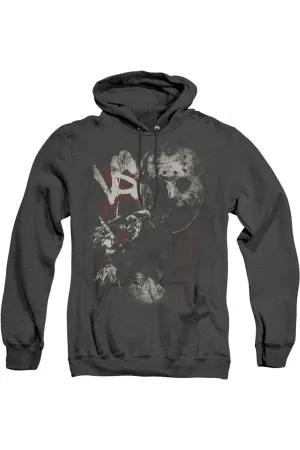 Freddy Vs Jason Scratches Adult Heather Hoodie / Hooded Sweatshirt